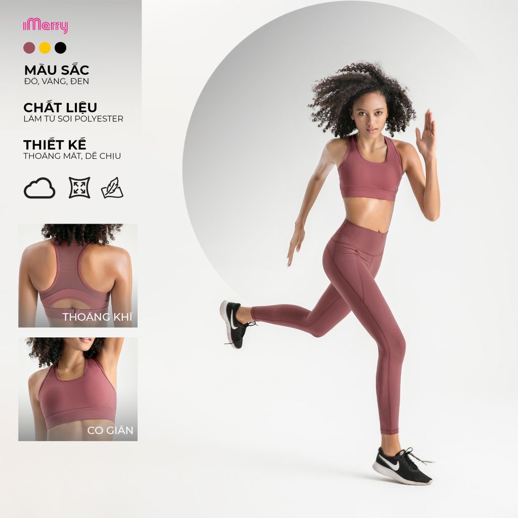  Set quần - áo Bra Thể Thao iMerry Tập Gym Yoga Nữ, Co Giãn, Thoáng Mát - BR2215 