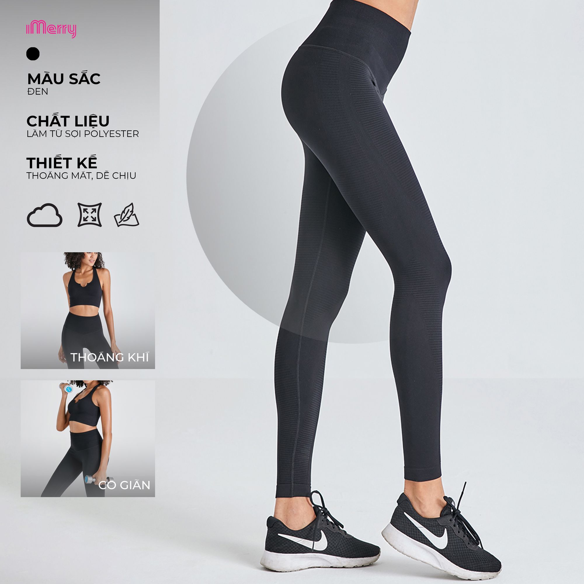  Quần dệt legging thể thao tập gym không đường may iMerry GY0852 