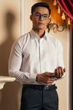  Áo Sơ Mi Nam Trơn Tay Dài Màu Trắng Phối Màu GENTITI by Thái Tuấn- 1C707 