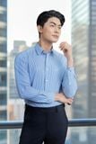  Áo sơ mi dài tay sọc xanh dương - 1C7925AKTS202A 