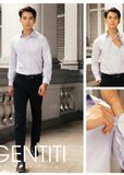  Áo Sơ Mi Nam Trơn Tay Dài Màu Xanh Nhạt - GenTiTi 1C702 