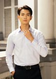  Áo Sơ Mi Nam Trơn Tay Dài Màu Xanh Nhạt - GenTiTi 1C702 