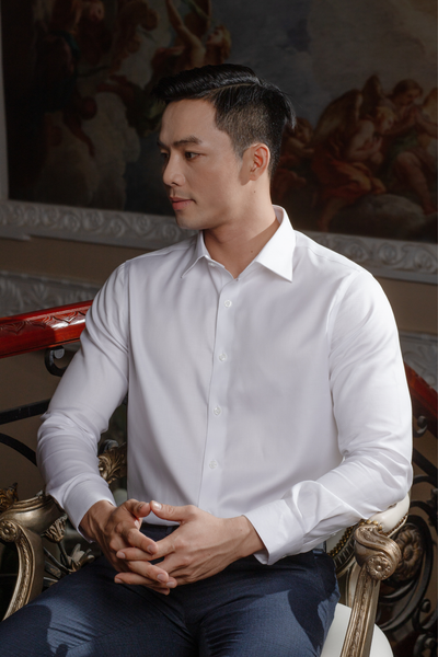  Áo Sơ Mi Nam Trơn Tay Dài Màu Trắng Gentiti by Thái Tuấn - 1C700 