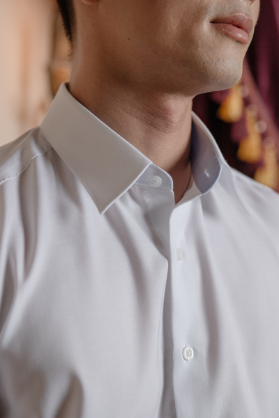  Áo Sơ Mi Nam Trơn Tay Dài Màu Trắng Phối Màu GENTITI by Thái Tuấn- 1C707 