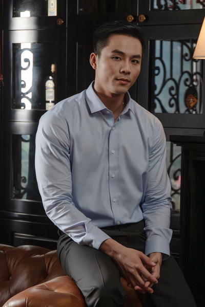  Áo Sơ Mi Nam Trơn Tay Dài Màu Xanh - GenTiTi 1C713HAKT 