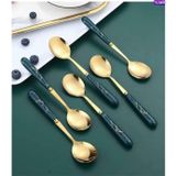  Set 6 thìa inox cán cầm cẩm thạch 