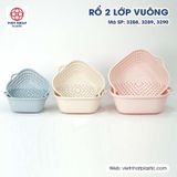  Rổ 2 lớp vuông bé, trung, to Việt Nhật (rổ kèm chậu) 