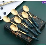  Set 6 thìa inox cán cầm cẩm thạch 