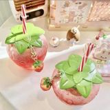  Bình nhựa đựng nước hình dâu tây 500 ml kèm ống hút 