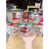  Bộ 3 nồi inox 5 đáy SH781 Sunhouse 