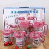  Bộ đựng gia vị thủy tinh 5 món có tay cầm tiện lợi 