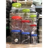  Bộ 3 lọ nhựa trơn, kẻ đựng gia vị VN, SL 
