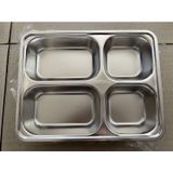  Khay cơm 4 ngăn inox sâu lòng không nắp hàng dày dặn 