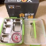  Hộp đựng cơm inox 5 ngăn kèm đũa và thìa 