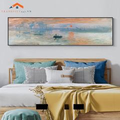 Tranh Treo Tường Phong Cảnh Biển Lâu Đài Cổ Khổ Dài, Phong Cách Ấn Tượng Trang Trí Phòng Ngủ