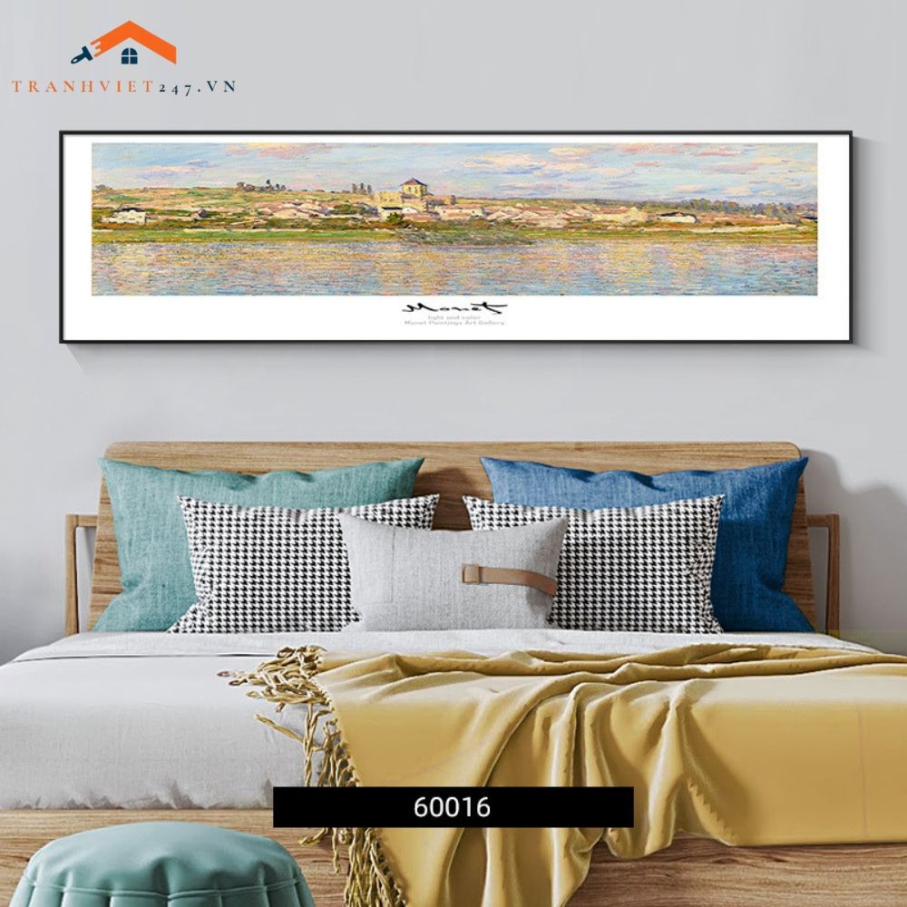 Tranh Treo Tường Phong Cảnh Biển Lâu Đài Cổ Khổ Dài, Phong Cách Ấn Tượng Trang Trí Phòng Ngủ