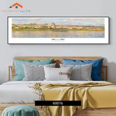 Tranh Treo Tường Phong Cảnh Biển Lâu Đài Cổ Khổ Dài, Phong Cách Ấn Tượng Trang Trí Phòng Ngủ