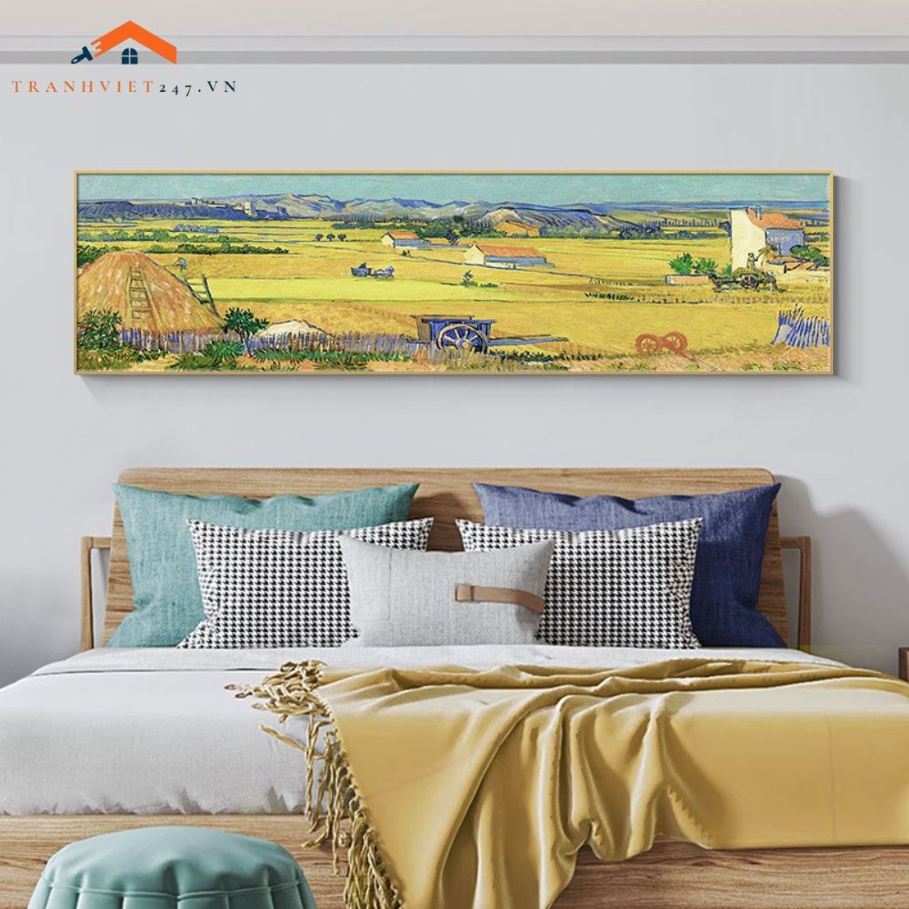 Tranh Treo Tường Phong Cảnh Biển Lâu Đài Cổ Khổ Dài, Phong Cách Ấn Tượng Trang Trí Phòng Ngủ