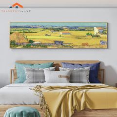 Tranh Treo Tường Phong Cảnh Biển Lâu Đài Cổ Khổ Dài, Phong Cách Ấn Tượng Trang Trí Phòng Ngủ