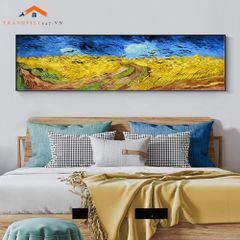 Tranh Treo Tường Phong Cảnh Biển Lâu Đài Cổ Khổ Dài, Phong Cách Ấn Tượng Trang Trí Phòng Ngủ