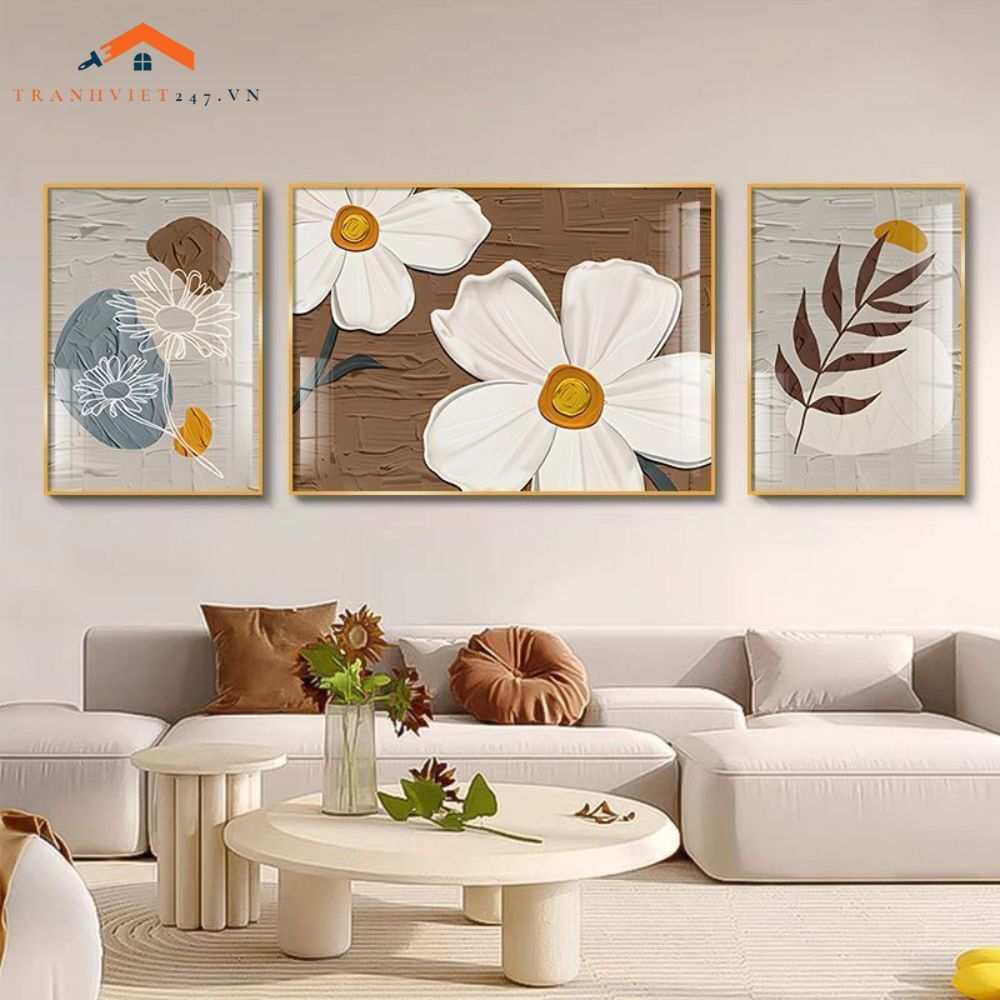 Tranh Treo Tường Phong Cảnh Biển Và Khinh Khí Cầu - Bộ 3 Tấm Phong Cách Lãng Mạn Hiện Đại