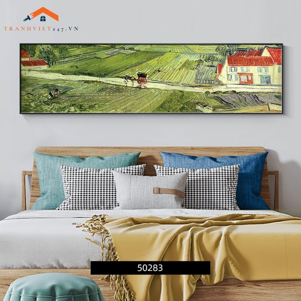 Tranh Treo Tường Phong Cảnh Biển Lâu Đài Cổ Khổ Dài, Phong Cách Ấn Tượng Trang Trí Phòng Ngủ