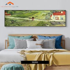 Tranh Treo Tường Phong Cảnh Biển Lâu Đài Cổ Khổ Dài, Phong Cách Ấn Tượng Trang Trí Phòng Ngủ