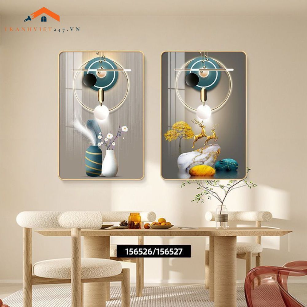 Tranh Trang Trí Nội Thất Hiện Đại Hoa Tulip và Rượu Vang - Bộ 2 Bức