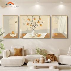 Tranh Treo Tường Phong Cảnh Biển Và Khinh Khí Cầu - Bộ 3 Tấm Phong Cách Lãng Mạn Hiện Đại