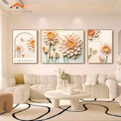 Tranh Treo Tường Phong Cảnh Biển Và Khinh Khí Cầu - Bộ 3 Tấm Phong Cách Lãng Mạn Hiện Đại