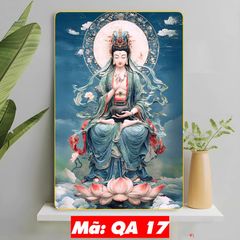Tranh Phật Quan Thế Âm Tọa Sen - Trang Tráng Gương 3D Cao Cấp