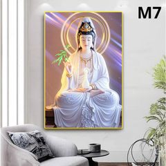 Tranh Phật Quan Thế Âm Tọa Sen - Trang Tráng Gương 3D Cao Cấp