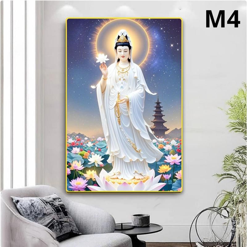 Tranh Phật Quan Thế Âm Tọa Sen - Trang Tráng Gương 3D Cao Cấp