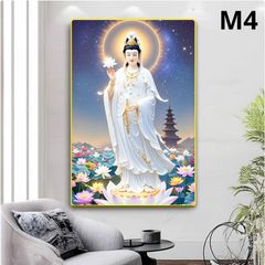Tranh Phật Quan Thế Âm Tọa Sen - Trang Tráng Gương 3D Cao Cấp