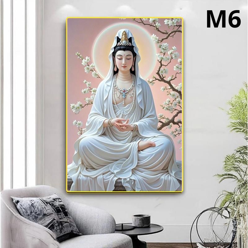 Tranh Phật Quan Thế Âm Tọa Sen - Trang Tráng Gương 3D Cao Cấp