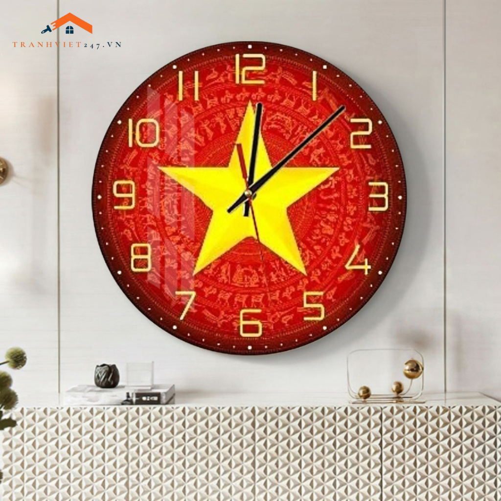 Tranh Đồng Hồ Tráng Gương kỷ niệm 50 năm giải phóng Miền Nam, tranh kèm đồng hồ kim trôi thích hợp làm quà tặng