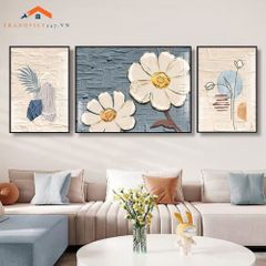 Tranh Treo Tường Phong Cảnh Biển Và Khinh Khí Cầu - Bộ 3 Tấm Phong Cách Lãng Mạn Hiện Đại