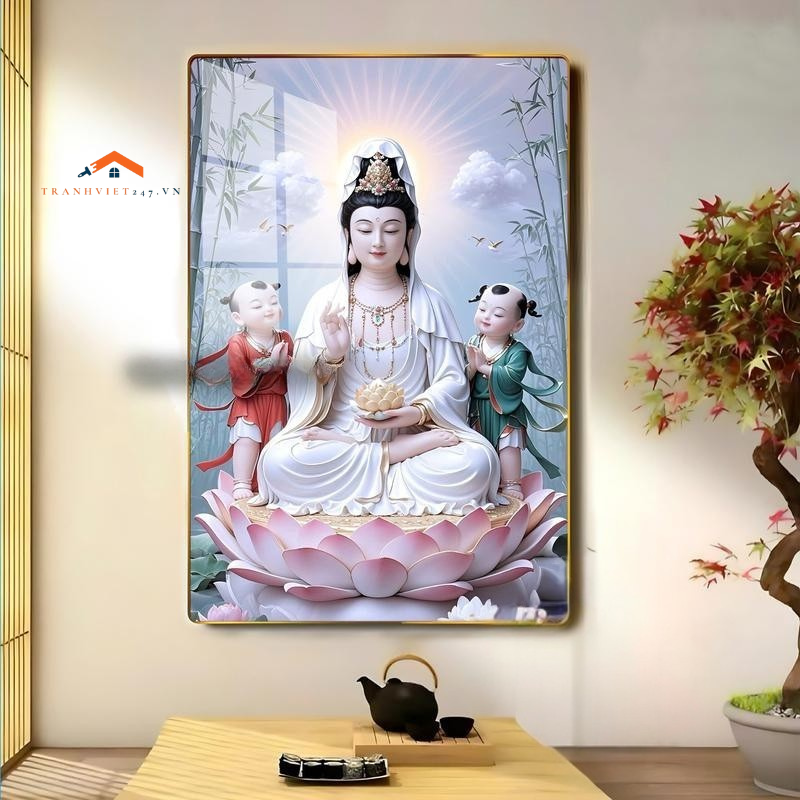 Tranh Tráng Gương Quan Thế Âm Sang Trọng 2025 – May Mắn Cho Mọi Nhà