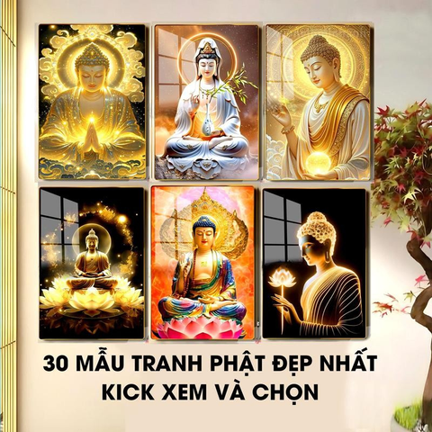Bộ Tranh Tráng Gương Phật Đẹp Nhất 2025 – Trang Trí Phong Thủy Phòng Khách Tâm Linh ✨☸️
