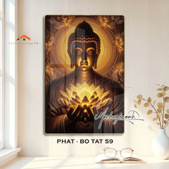 Tranh Phật Giáo Tráng Gương Cao Cấp/ Quan thế âm bồ tát / tranh 3D Cao cấp