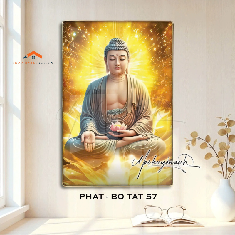 Tranh Phật Giáo Tráng Gương Cao Cấp/ Quan thế âm bồ tát / tranh 3D Cao cấp