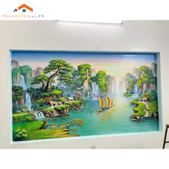 Tranh Dán Tường 3D Kiến Trúc Mughal Và Phong Cảnh Nhiệt Đới