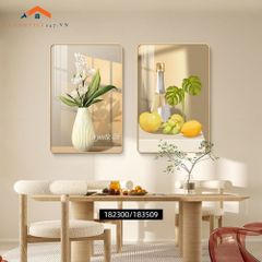 Tranh Trang Trí Nội Thất Hiện Đại Hoa Tulip và Rượu Vang - Bộ 2 Bức