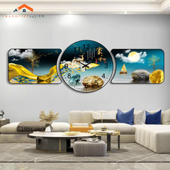 Bộ Tranh Đồng Hồ Tráng Gương Chất Liệu Cao Cấp In UV Sắc Nét
