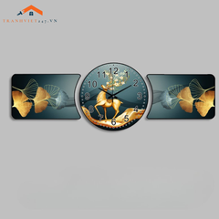 Bộ Tranh Đồng Hồ Tráng Gương Chất Liệu Cao Cấp In UV Sắc Nét