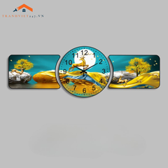 Bộ Tranh Đồng Hồ Tráng Gương Chất Liệu Cao Cấp In UV Sắc Nét
