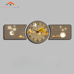 Bộ Tranh Đồng Hồ Tráng Gương Chất Liệu Cao Cấp In UV Sắc Nét