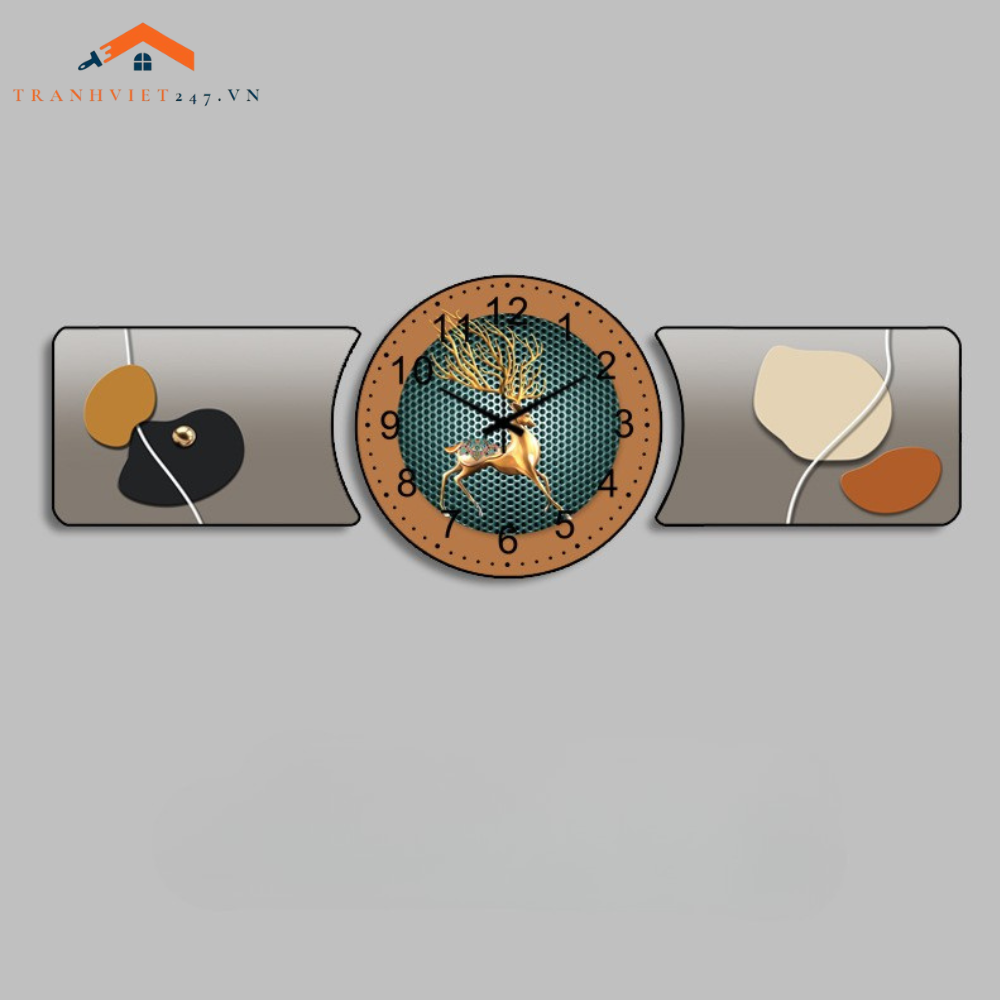 Bộ Tranh Đồng Hồ Tráng Gương Chất Liệu Cao Cấp In UV Sắc Nét