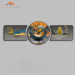 Bộ Tranh Đồng Hồ Tráng Gương Chất Liệu Cao Cấp In UV Sắc Nét