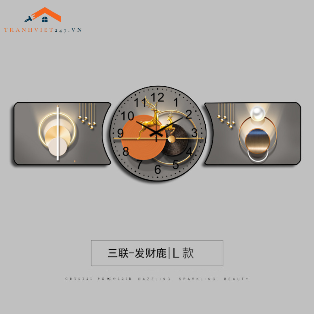Bộ Tranh Đồng Hồ Tráng Gương Chất Liệu Cao Cấp In UV Sắc Nét